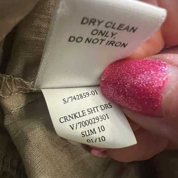 Banana Republic size 2 tan color gauze button down shift dress - Picture 2 of 11